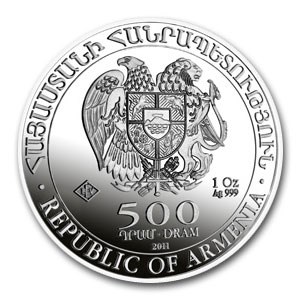 2011 Armenia 1 oz Silver 500 Drams Noah’s Ark BU 2011 Armenia 1 oz Silver 500 Drams Noah’s Ark BU